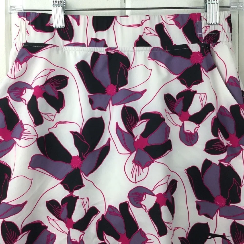 Slazenger Golf Tennis Floral Skort White w/Black, Purple, Pink Flowers, Size XS‎